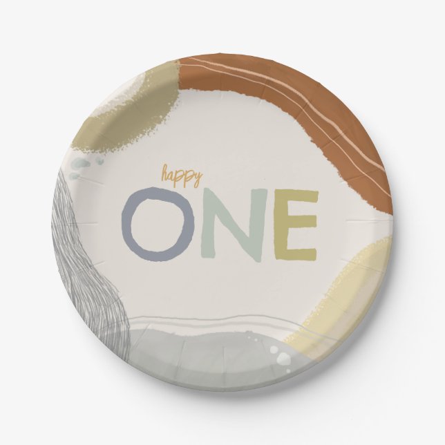 Cute Rainbow Pink Birthday Paper Plate (Front)