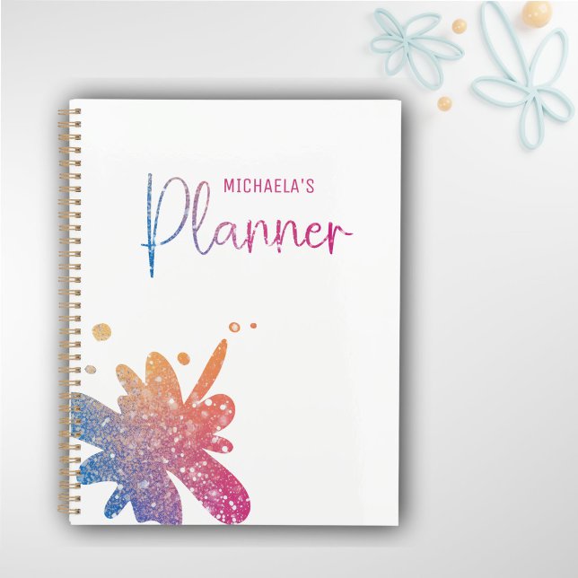 Cute Rainbow Pink Glitter Splatter  Planner (Creator Uploaded)
