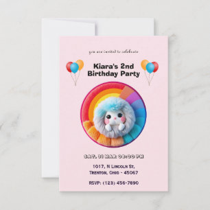 Cute Rainbow Plush Toy Birthday Card