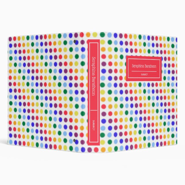 Cute Rainbow Polka-Dots Personalized Binder (Background)