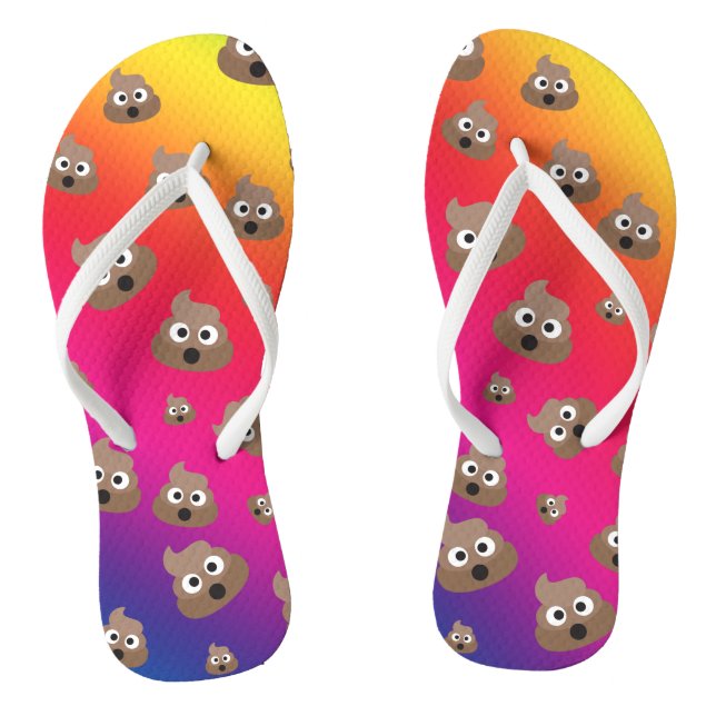 Cute Rainbow Poop Emoji Pattern Flip Flops (Footbed)