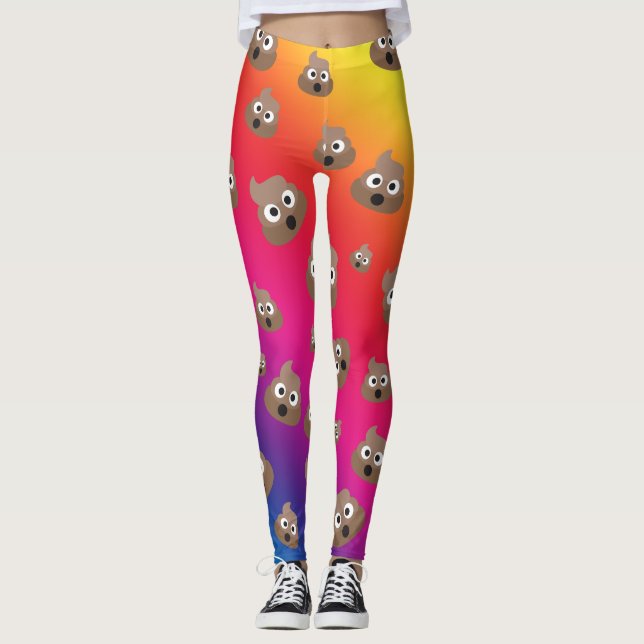 Cute Rainbow Poop Emoji Pattern Leggings (Front)