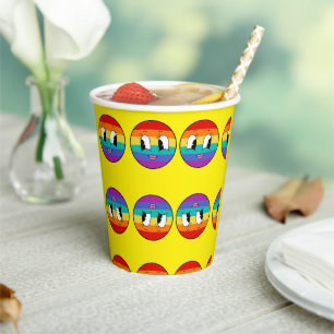 Cute Rainbow Pride Face – Colourful LGBTQ Paper Cups