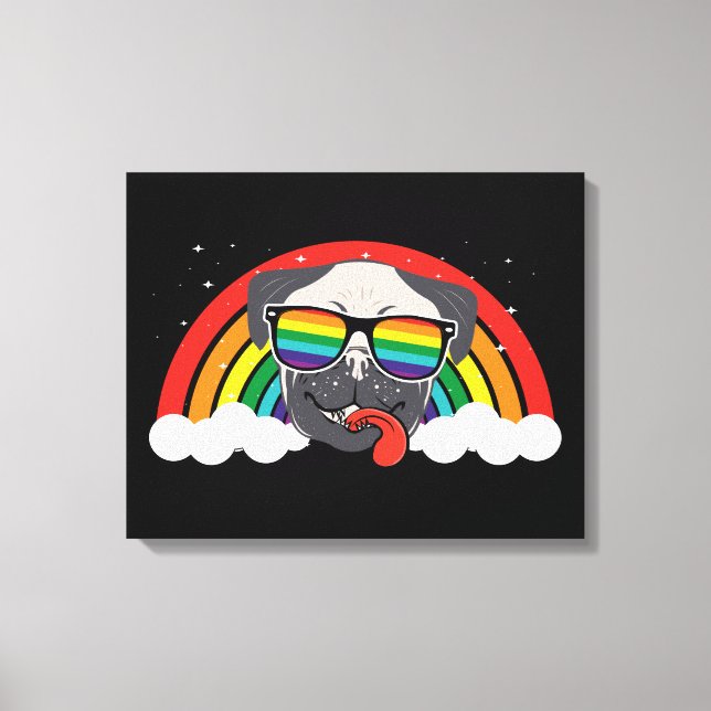 Cute Rainbow Pug Canvas Print (Front)