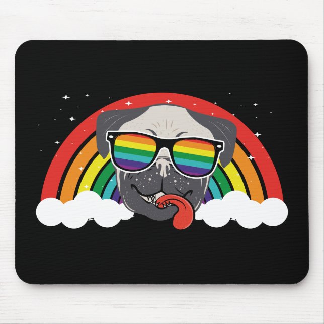Cute Rainbow Pug Mouse Pad (Front)