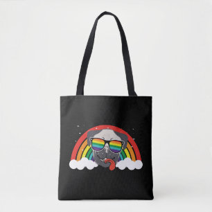 Cute Rainbow Pug Tote Bag