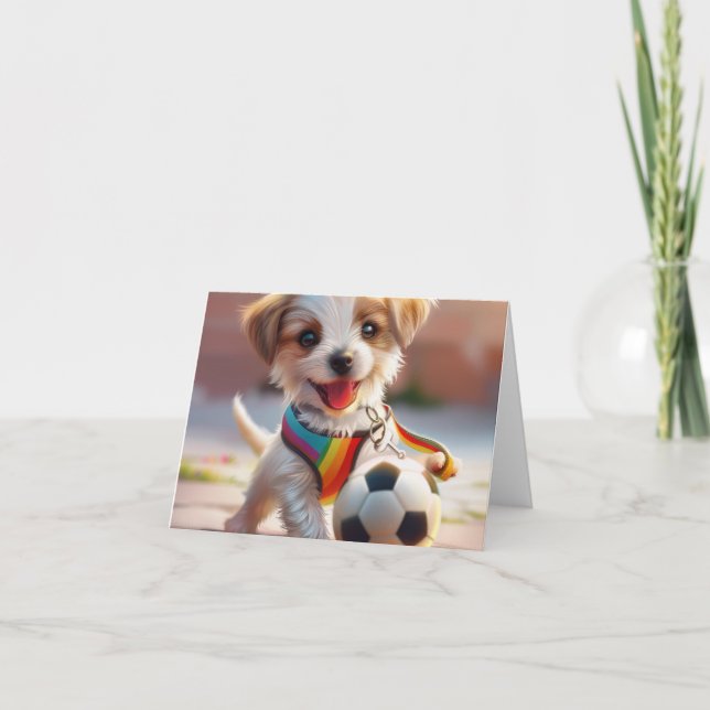 Cute Rainbow Puppy Digital Art Card (Front)