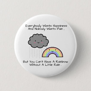 Cute Rainbow Rain Cloud Happiness Quote 2 Inch Round Button