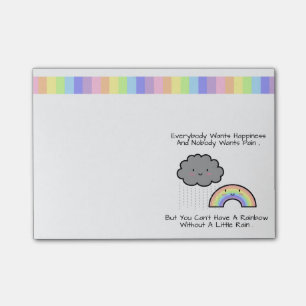 Cute Rainbow Rain Cloud Happiness Quote Post-it Notes
