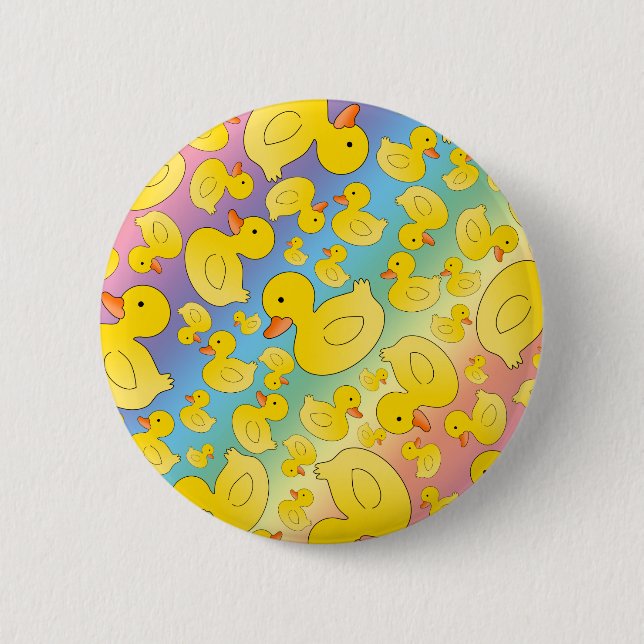 Cute rainbow rubber ducks 2 inch round button (Front)