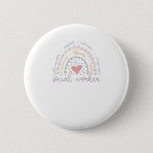 Cute Rainbow Social Worker 2 Inch Round Button