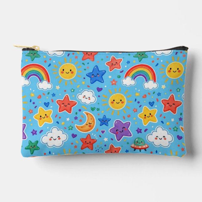 Cute Rainbow Space Seamless Pattern Accessory Pouch (Front)