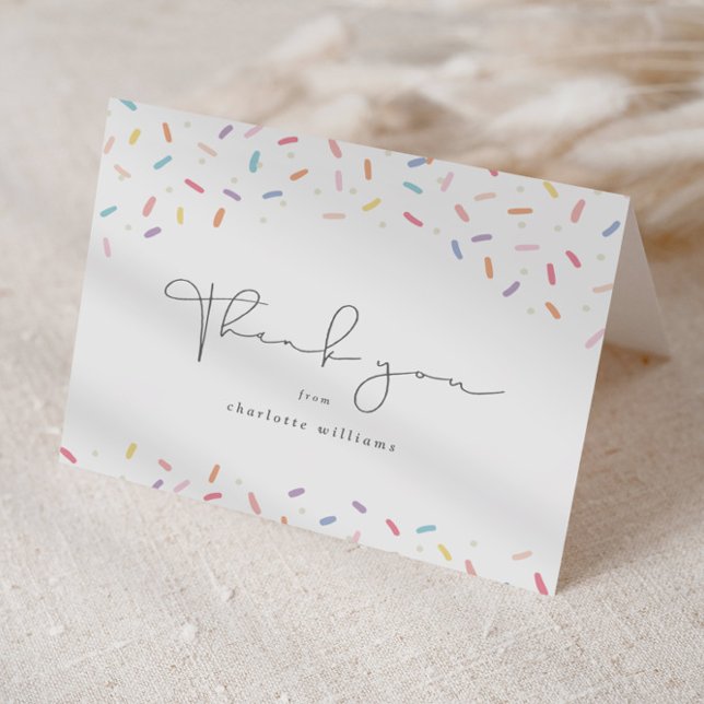Cute Rainbow Sprinkle Baby Shower Thank You Card (Cute rainbow sprinkle baby shower thank you cards.)