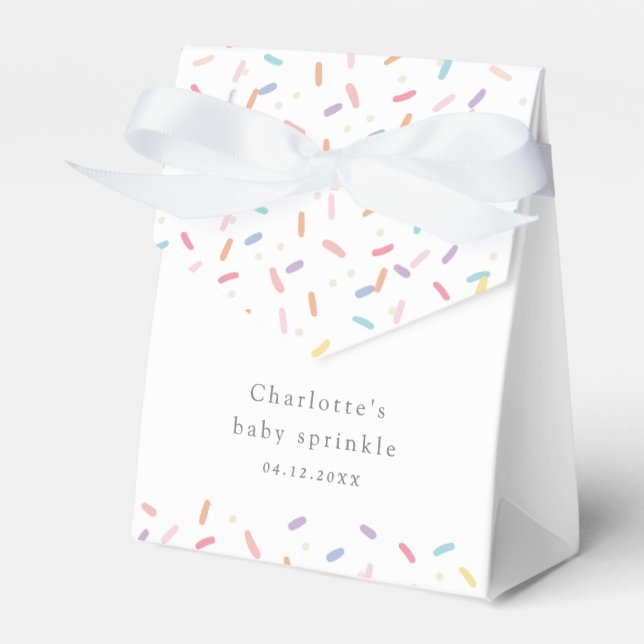 Cute Rainbow Sprinkles Baby Sprinkle Shower Favor Box (Front Side)