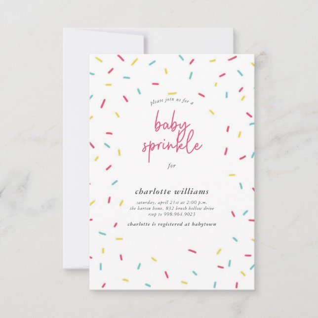 Cute Rainbow Sprinkles Baby Sprinkle Shower Invitation (Front)