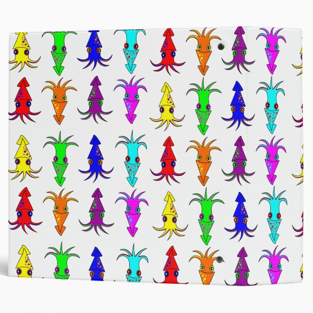 Cute Rainbow Squid 2" Binder (Back/Spine)