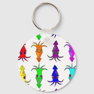 Cute Rainbow Squid Keychain