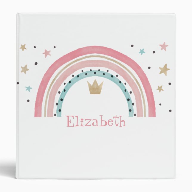 Cute Rainbow Stars  Binder (Front)