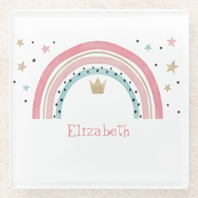 Cute Rainbow Stars   Glass Coaster (Front)