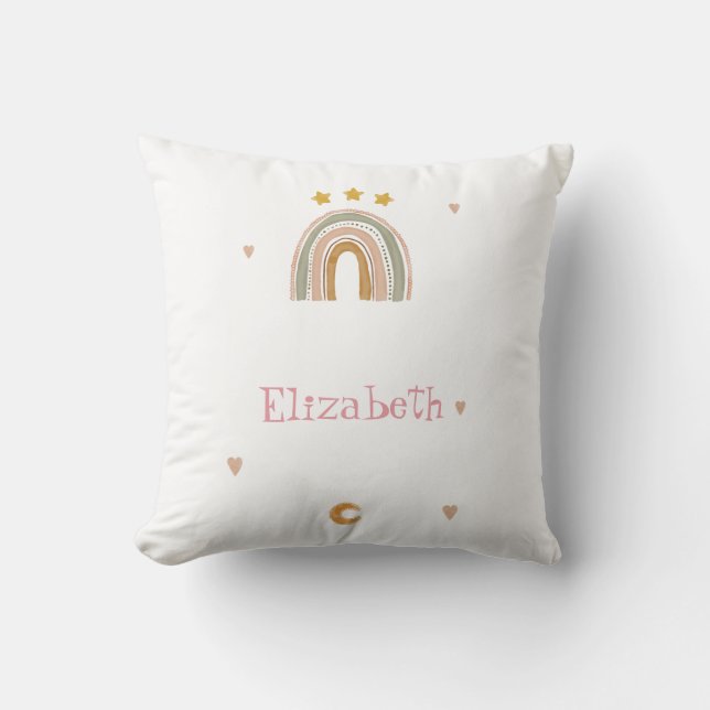 Cute Rainbow Stars Hearts  Throw Pillow (Front)