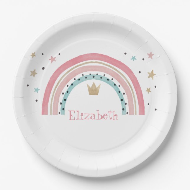 Cute Rainbow Stars   Paper Plate (Front)
