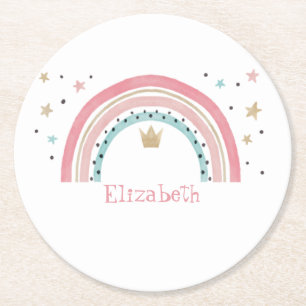 Cute Rainbow Stars  Round Paper Coaster
