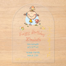 Cute Rainbow Stick Figure Girl Nature Butterfly