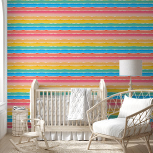 Cute Rainbow Striped Pattern Kids Nursery Room Wallpaper