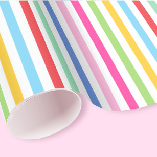 Cute Rainbow Stripes Birthday Colourful Wrapping Paper