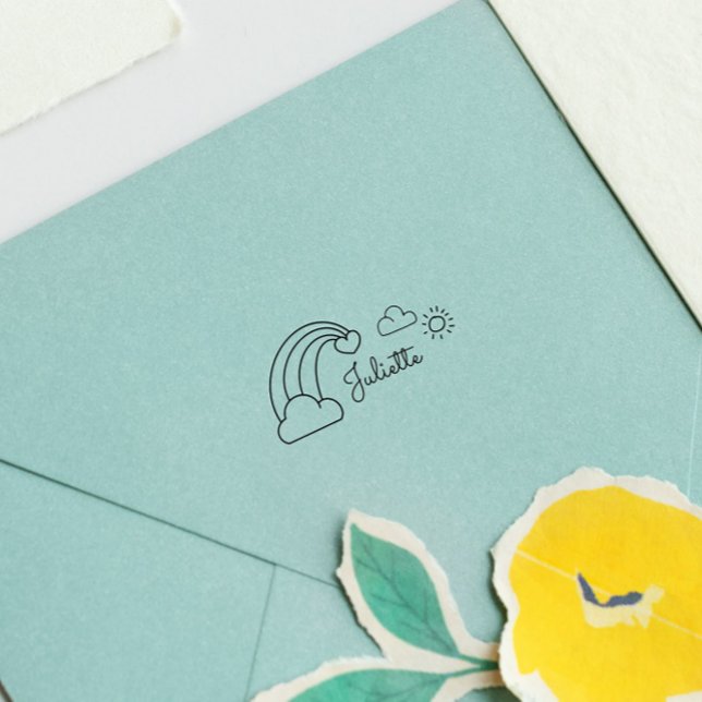 Cute Rainbow Sun Child Custom Name Self-inking Sta Stamp (Creator Uploaded)