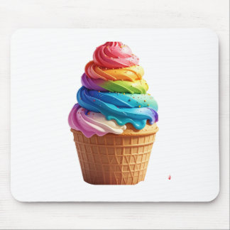 Cute Rainbow Swirl Ice Cream Waffle Cup  Mouse Pad