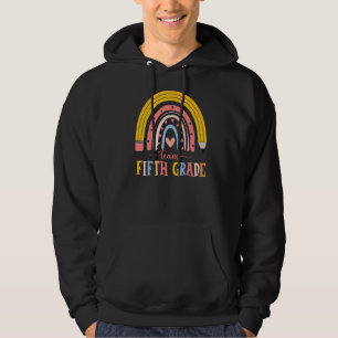 Cute Rainbow Teacher Team Fifth Grade First Day Of Hoodie