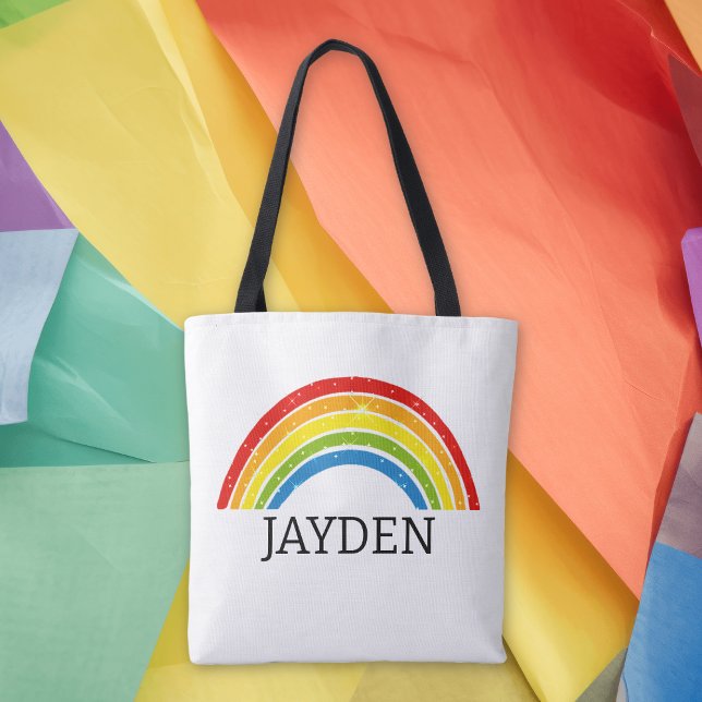 Cute Rainbow Themed Personalized  Tote Bag (Creator Uploaded)