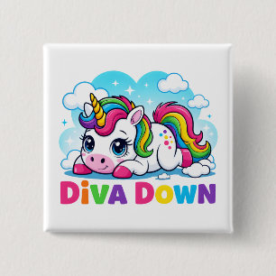 Cute Rainbow Unicorn 2 Inch Square Button
