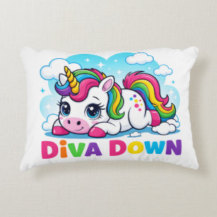 Cute Rainbow Unicorn Accent Pillow