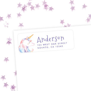 Cute Rainbow Unicorn Anniversaire Adresse de retou