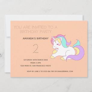 Cute Rainbow Unicorn Anniversaire Fête Invitation