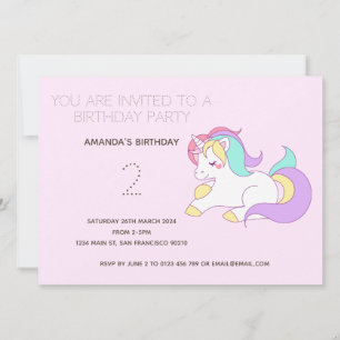 Cute Rainbow Unicorn Anniversaire Fête Invitation