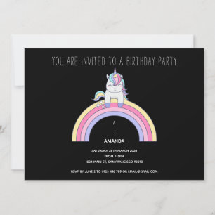 Cute Rainbow Unicorn Anniversaire Fête Invitation