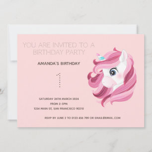 Cute Rainbow Unicorn Anniversaire Fête Invitation