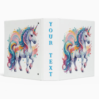 Cute Rainbow Unicorn Binder
