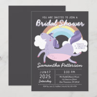 Cute Rainbow Unicorn Bridal Shower Invitation