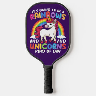 Cute Rainbow Unicorn Cool Birthday Present Funny Pickleball Paddle
