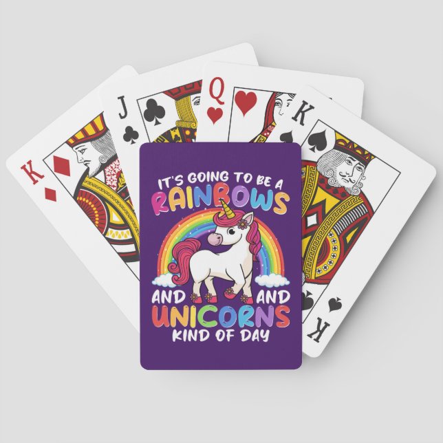 Cute Rainbow Unicorn Cool Birthday Present Funny Playing Cards (Back)