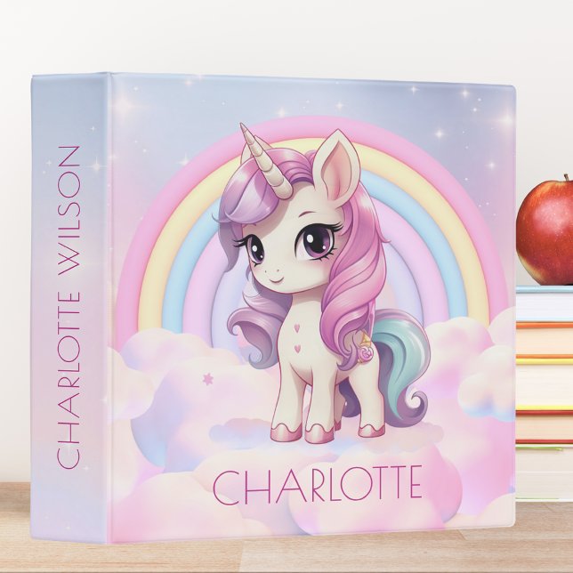 Cute Rainbow Unicorn Custom Back to School Binder (Creator Uploaded)