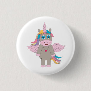 Cute Rainbow Unicorn Design 1 Inch Round Button