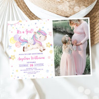 Cute Rainbow Unicorn Girl Baby Shower Photo