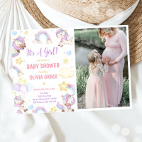 Cute Rainbow Unicorn Girl Baby Shower Photo 