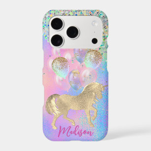 Cute Rainbow unicorn glitter balloons monogram