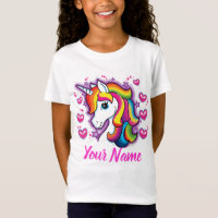 Cute Rainbow Unicorn Horse with Stars Hearts